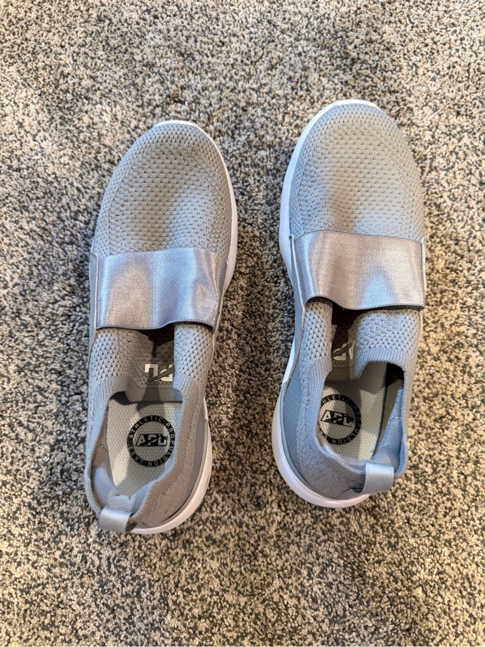 APL Slip-On Knit Sneakers in Light Grey with Metallic Strap